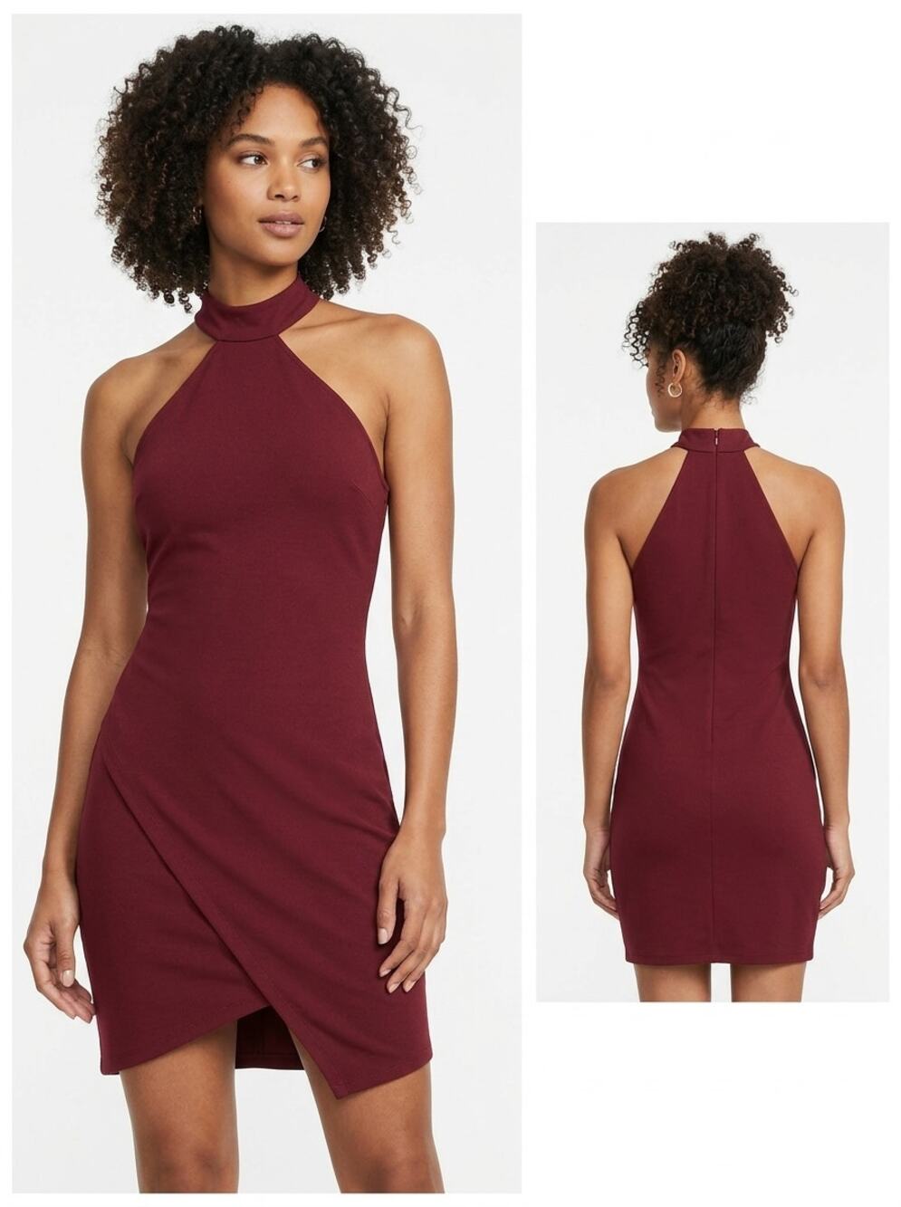 NWT Express Sheath Wrap Mini Asymmetrical Hem Dress Women Size 12